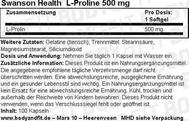 L-Proline 500 mg Nutritional Information 1