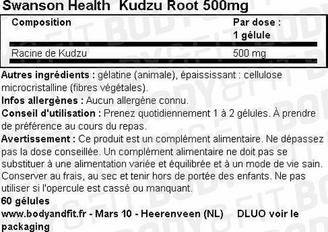Racine de Kudzu 500mg Nutritional Information 1