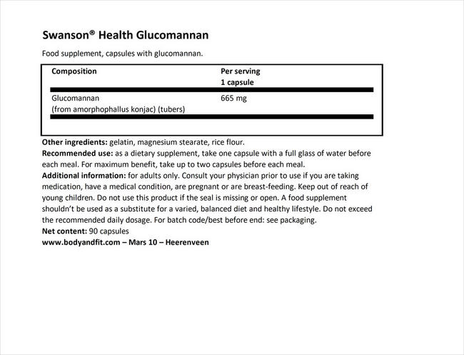 Glucomannan Nutritional Information 1