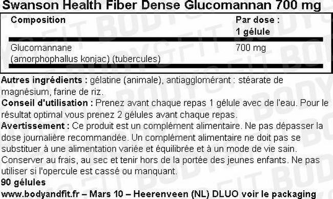 Gélules Glucomannan Nutritional Information 1