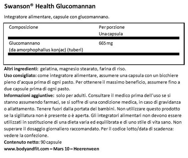 Glucomannan Nutritional Information 1