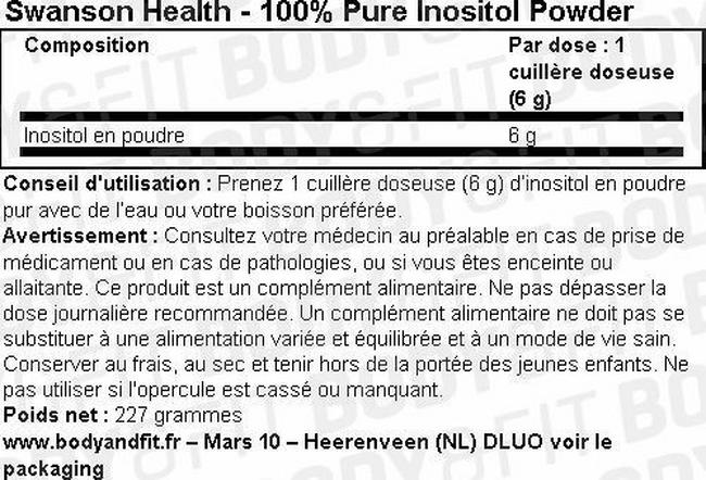 100% Pure Inositol Powder Nutritional Information 1