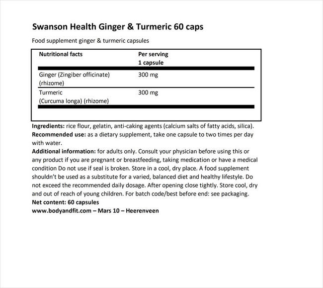 Full Spectrum Ginger & Turmeric Nutritional Information 1