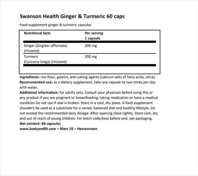 Full Spectrum Ginger & Turmeric Nutritional Information 1