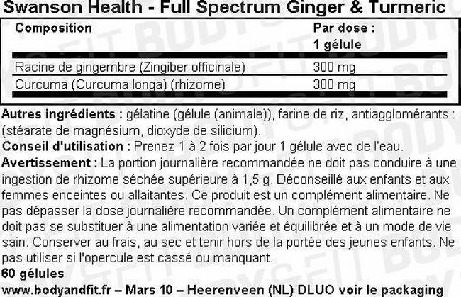 Full Spectrum Gingembre & Curcuma Nutritional Information 1