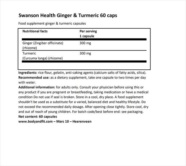フルスペクトラムジンジャー＆ターメリック Nutritional Information 1