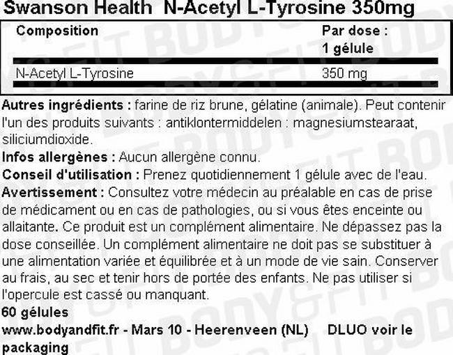 N-Acetyl L-Tyrosine 350mg Nutritional Information 1