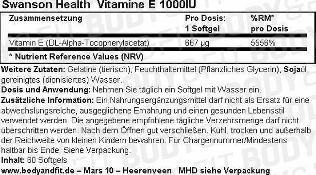 Vitamine E 1000 IU Nutritional Information 1
