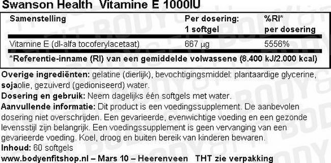 Vitamine E 1000IU Nutritional Information 1
