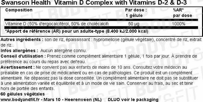 Complexe de vitamines D Vitamin D Complex with Vitamins D2 & D3 Nutritional Information 1