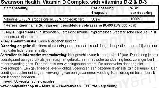 Vitamin D Complex with Vitamins D2 & D3 Nutritional Information 1