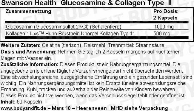 Glucosamine & Collagen Type II Nutritional Information 1