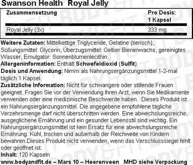 Royal Jelly Nutritional Information 1