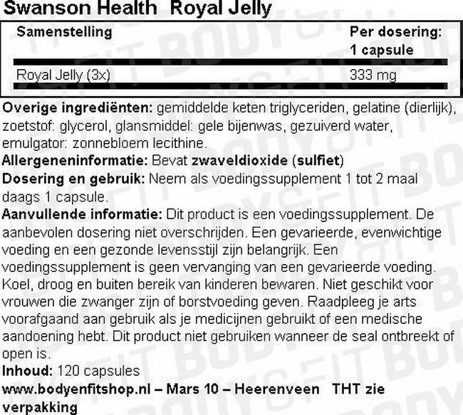 Royal Jelly Nutritional Information 1