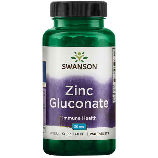Swanson Zinc (Gluconate) 30mg - 250 tabs Vitamines en supplementen 