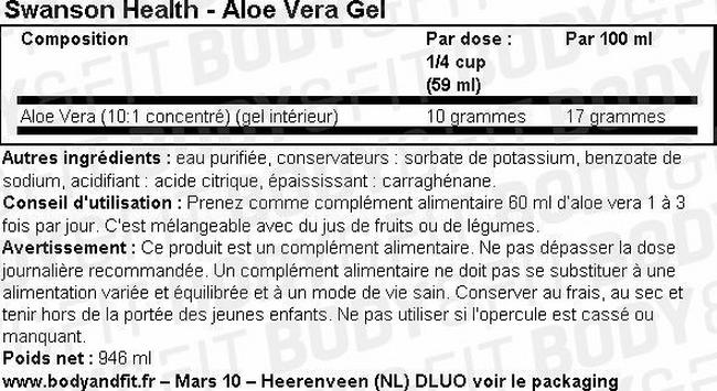 Aloe Vera Gel Nutritional Information 1