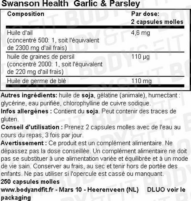 Ail & Persil Nutritional Information 1