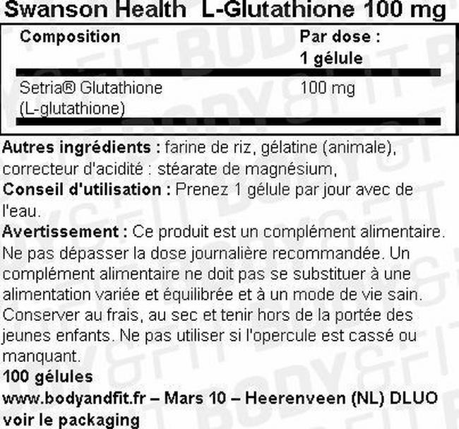 L-Glutathione 100mg Nutritional Information 1