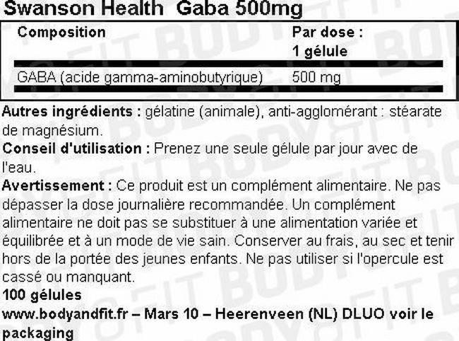 Gaba 500mg Nutritional Information 1