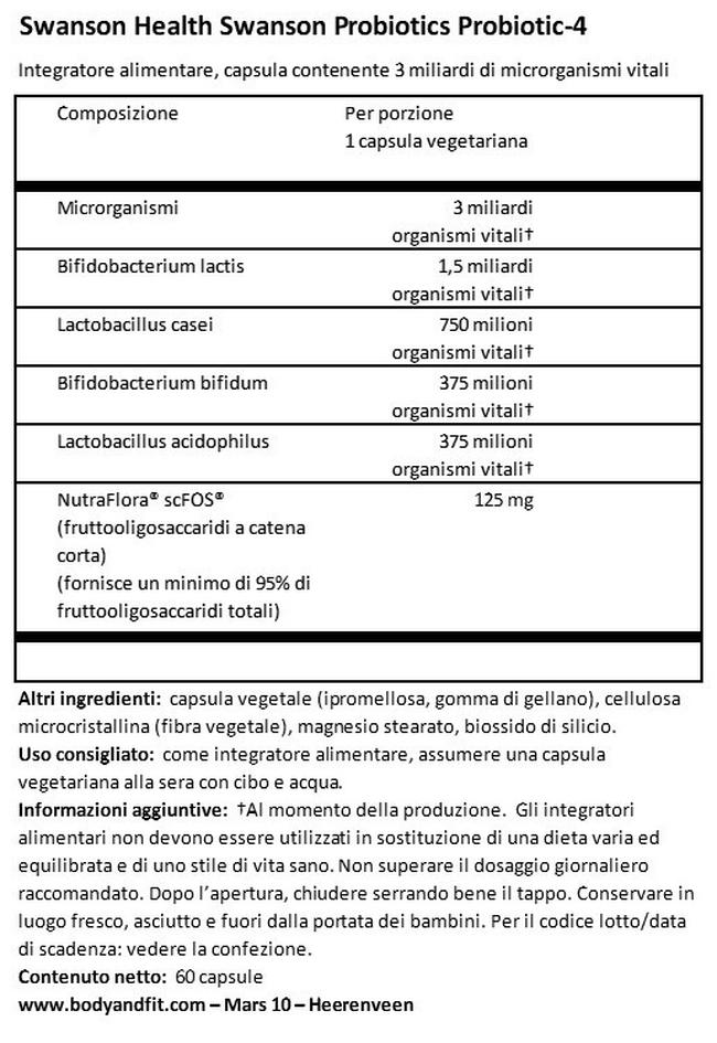 Probiotics Probiotico - 4 Nutritional Information 1