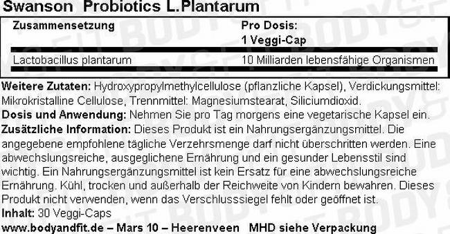 Probiotics L.Plantarum Nutritional Information 1