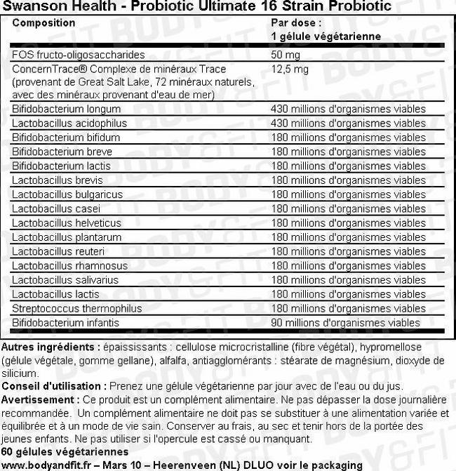 Probiotic Ultimate 16 Strain Probiotic Nutritional Information 1