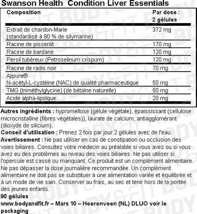 Condition Liver Essentials Nutritional Information 1