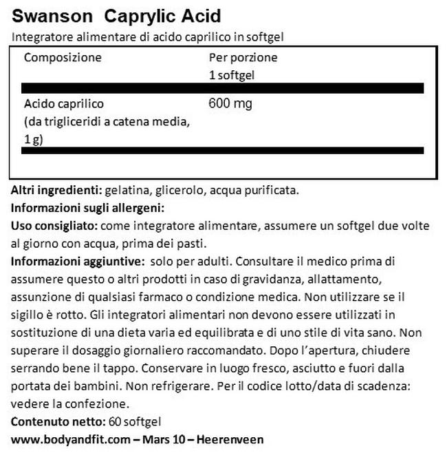Ultra Acido Caprilico Nutritional Information 1