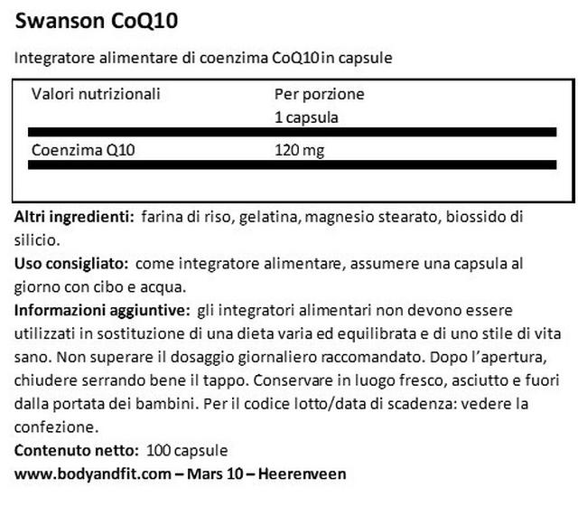 Ultra CoQ10 120 mg Nutritional Information 1
