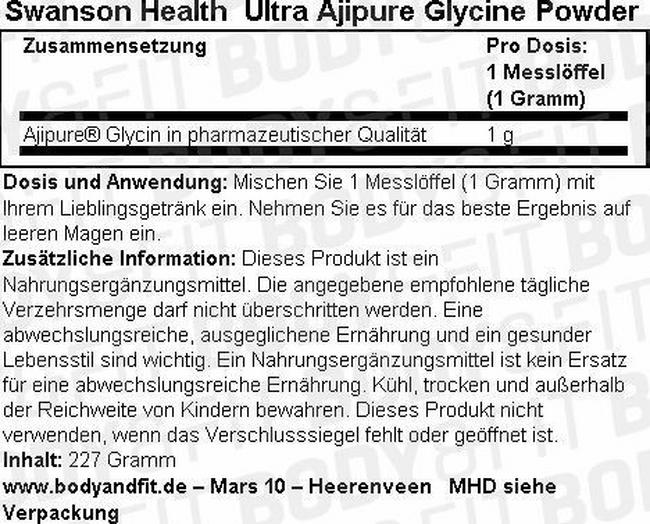 Ultra Ajipure Glycine Powder Nutritional Information 1