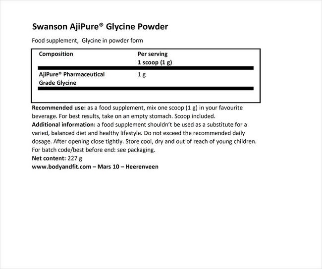 Ultra Ajipure Glycine Powder Nutritional Information 1