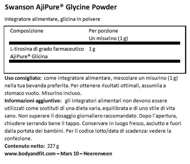 Ultra Ajipure Glycine Powder Nutritional Information 1