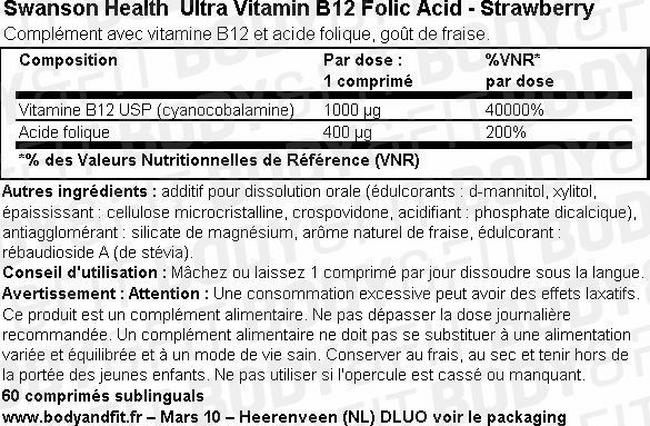 Ultra Vitamine B-12 W/Folic Acid Nutritional Information 1