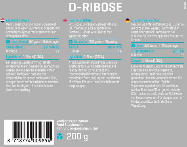 Ribose Pulver Nutritional Information 1