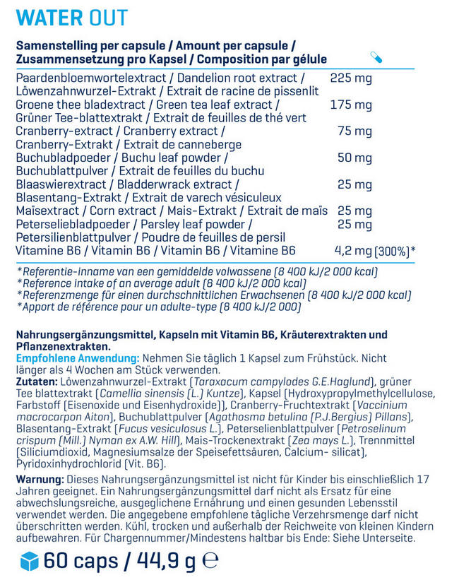 Water Out Nutritional Information 1
