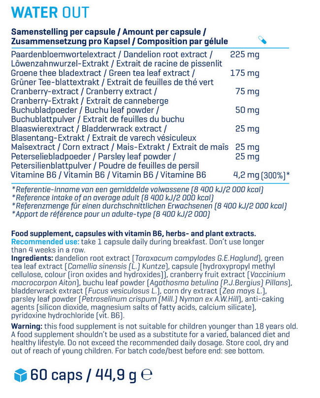 Water Out Nutritional Information 1