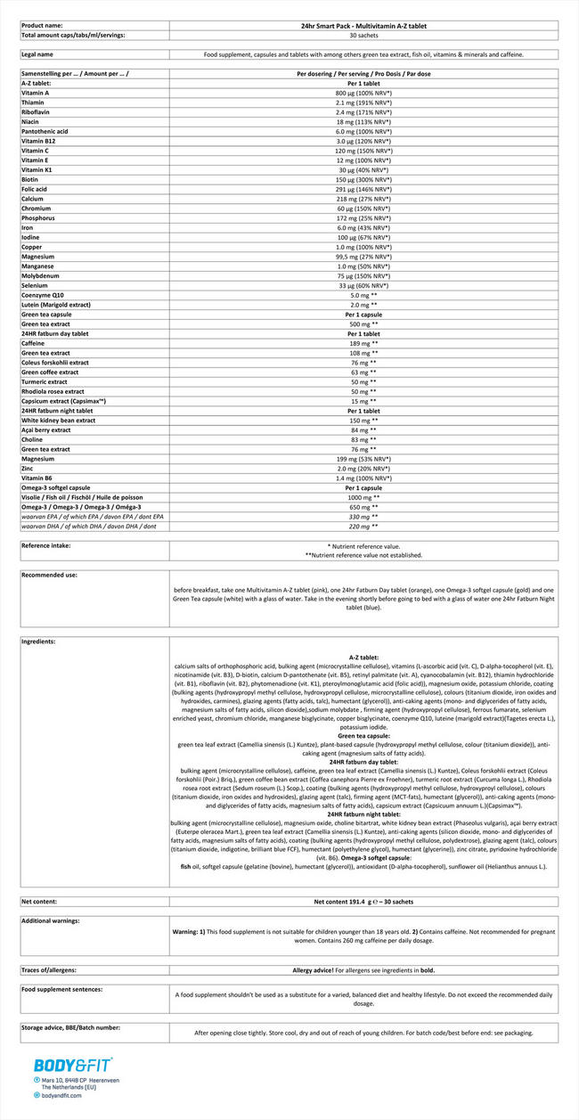 24HR Smart Pack Nutritional Information 1