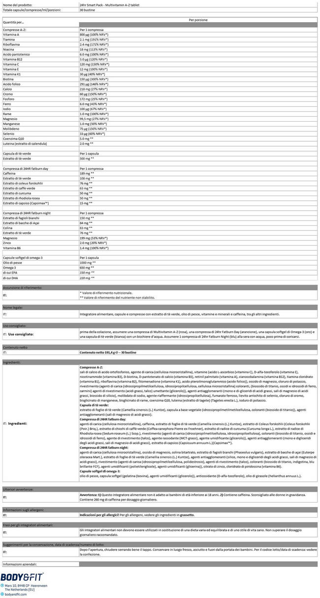 24HR Smart Pack Nutritional Information 1