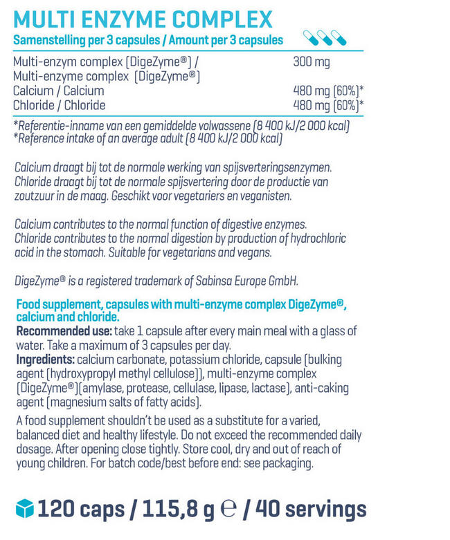 マルチエンザイム コンプレックス Nutritional Information 1