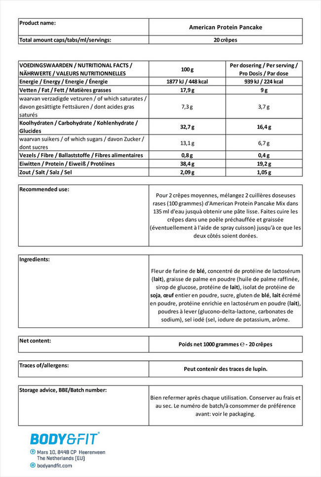 American Protein Pancake Nutritional Information 1