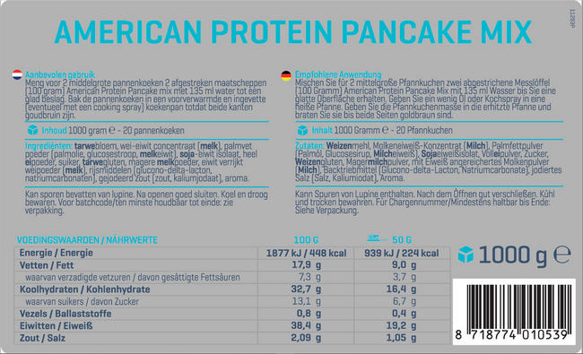 American Protein Pannenkoekenmix Nutritional Information 1