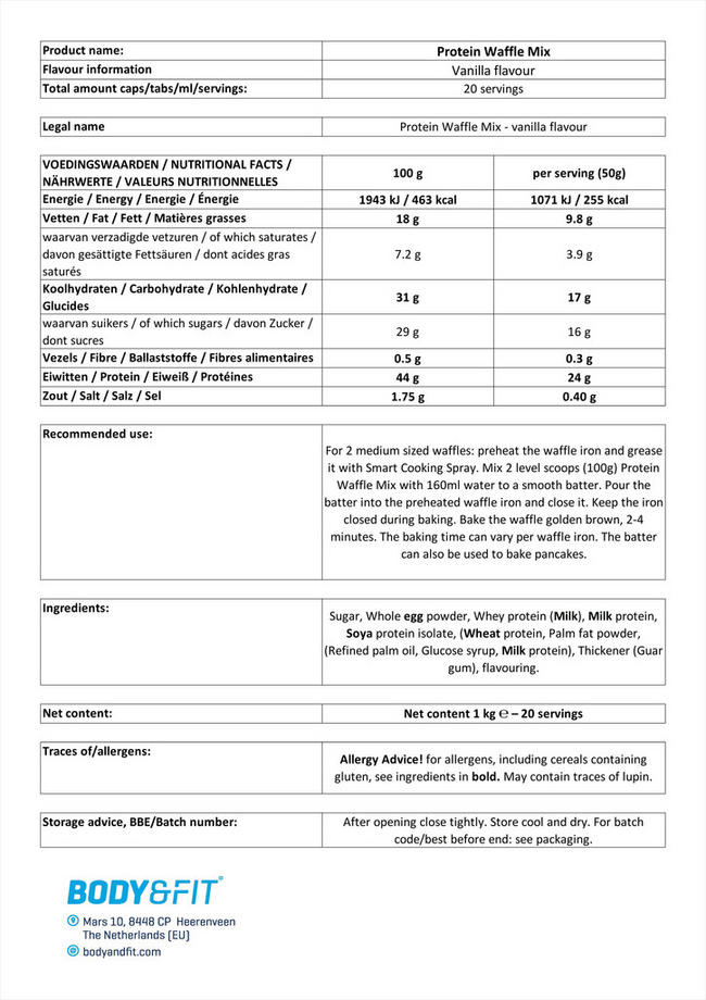 Protein Waffle Mix Nutritional Information 1