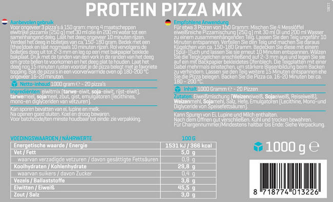 Protein Pizza Mix Nutritional Information 1