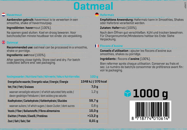 Pure Havermout Nutritional Information 1
