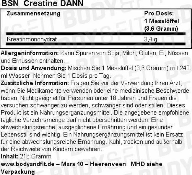 Creatine DNA Nutritional Information 1