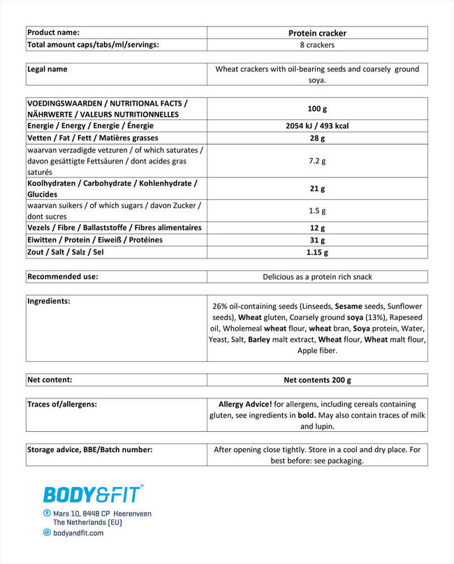 Protein Crackers Nutritional Information 1