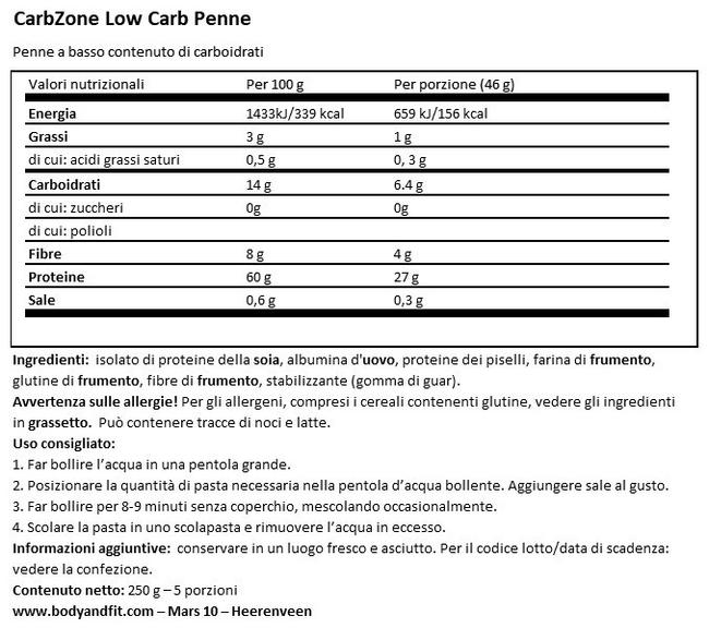 Low Carb Penne Nutritional Information 1