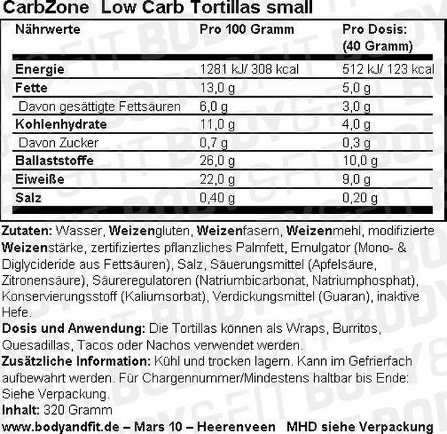 Low Carb Tortillas Small Nutritional Information 1