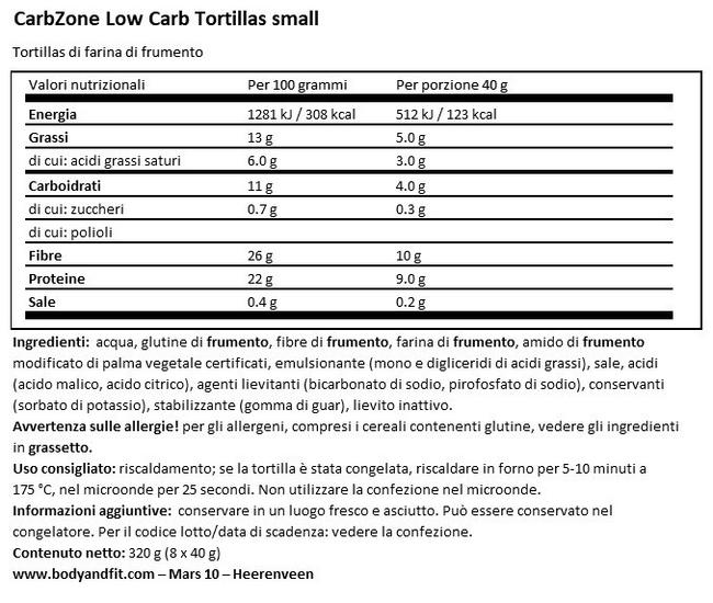 Low Carb Tortillas Small Nutritional Information 1