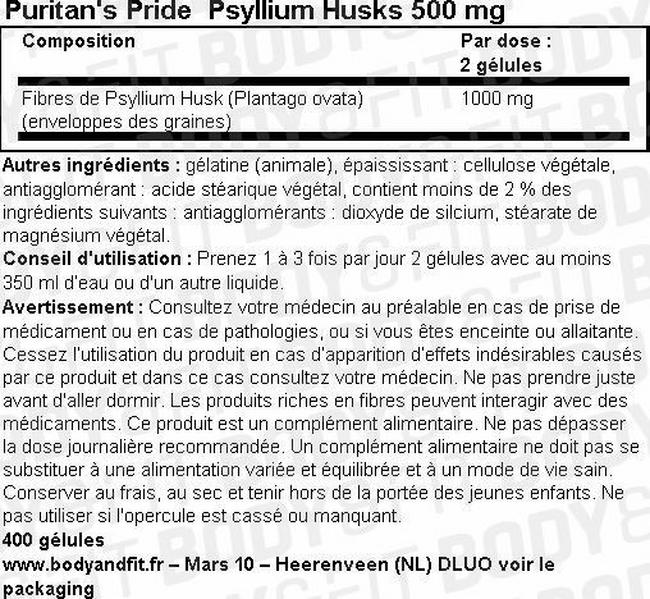 Psyllium Husks 500mg Puritan S Pride
